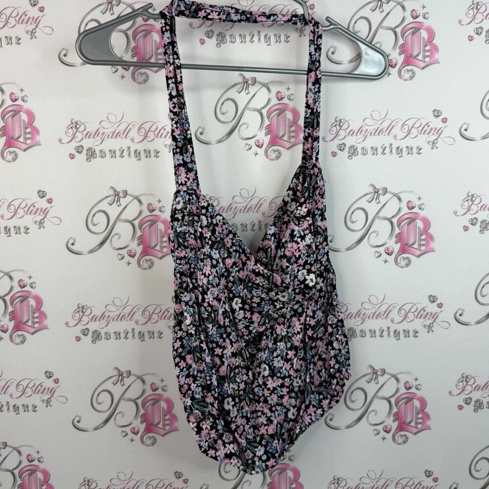 Bag tote shoulder slouchy flowers Floral Black and Pink Women's Hobo Bag
